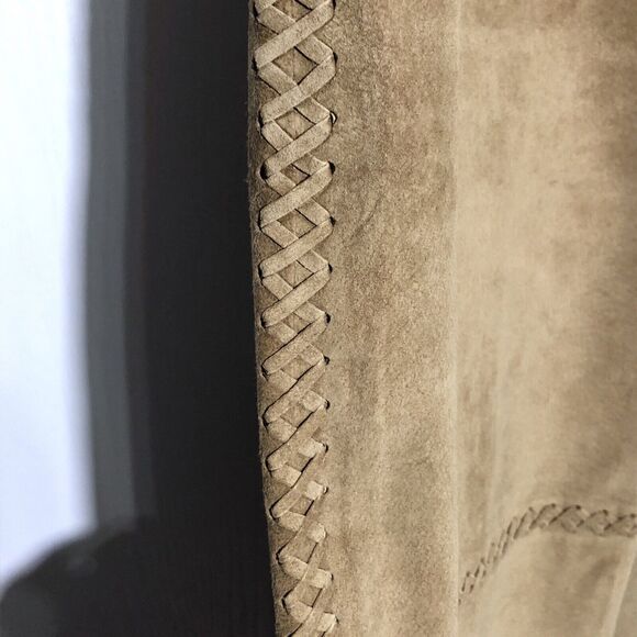 Garnet Hill Skirt Women’s 14 Brown Suede Leather Midi Laced Sides A Line - Picture 4 of 11